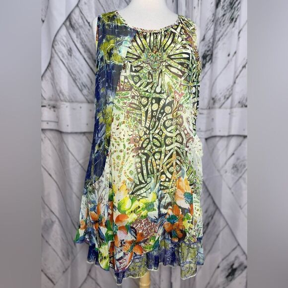 Klozlyne Anthropologie multi-pattern tiered mini dress S - Picture 3 of 9